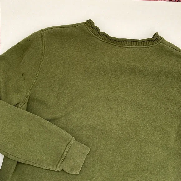 Basic Editions Size Small Vintage Embroidered Floral Sweatshirt in Olive Green - Picture 9 of 11